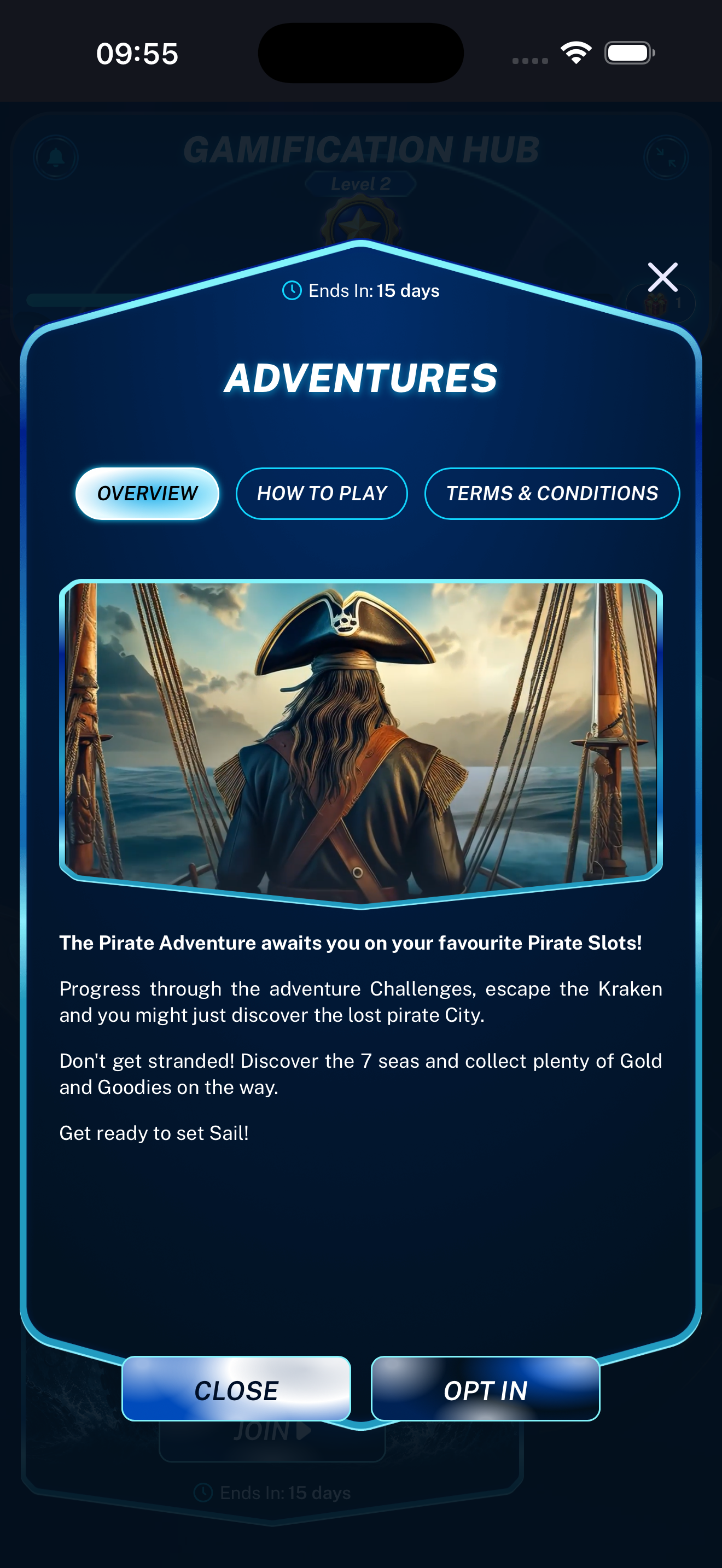 Adventure Overview tab displayed on a mobile phone